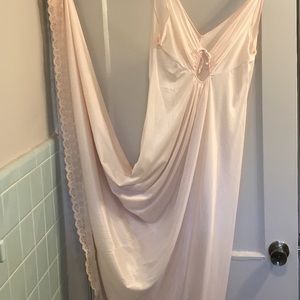 Olga?, fits L.  Long Pretty in Pink, fabulous lace around the hem.